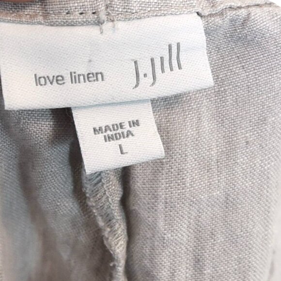 J. Jill Love Linen Pants Size L Beige Gray 100% Linen Relaxed Casual Coastal - Picture 4 of 9